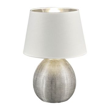 Veioză din ceramică și pânză Trio Luxor, înălțime 35 cm, alb