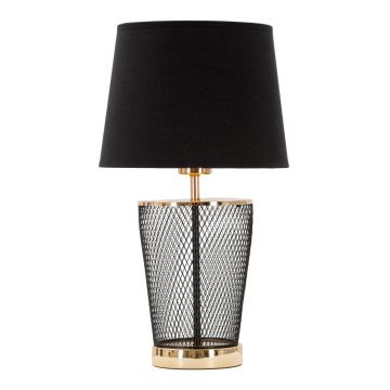 Veioza, Mauro Ferretti, Tower, 220 V, E27, max 40W, Ø 25 x 44 cm, fier/hartie/textil, negru/auriu