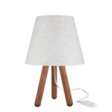 Veioză albă/în culoare naturală cu abajur textil (înălțime 33,5 cm) – Squid Lighting