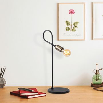 Lampa de masa, Fulgor, 942FLG1801, Metal, Negru/Maro antic