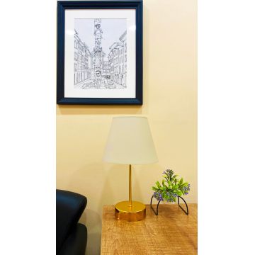 Lampa de masa, Opviq, 390FLH1702, Bej / Auriu