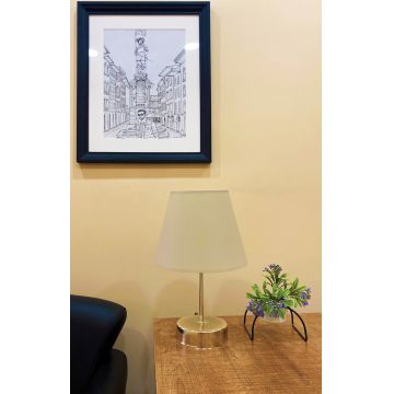 Lampa de masa, Opviq, 390FLH1703, Bej / Argintiu