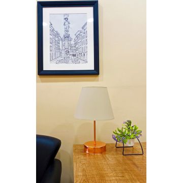 Lampa de masa, Opviq, 390FLH1704, Bej/aur roz