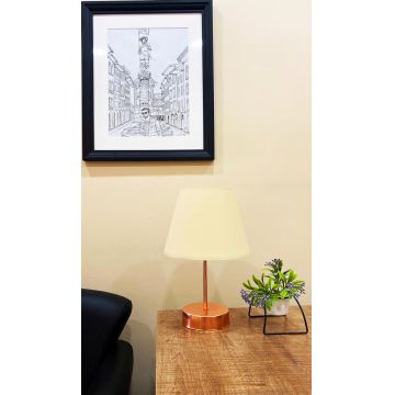 Lampa de masa, Opviq, 390FLH1709, Crema / Trandafir