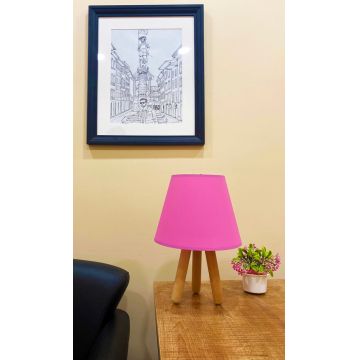 Lampa de masa, FullHouse, 390FLH1711, Lemn, Roz / Natural