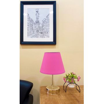 Lampa de masa, Opviq, 390FLH1713, Roz / Argintiu