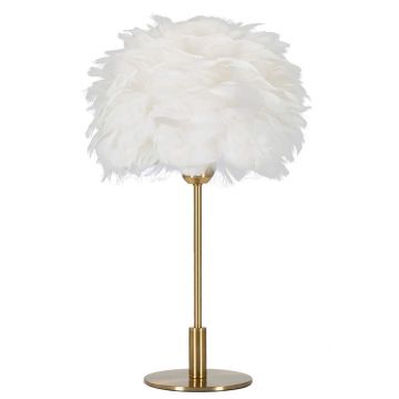 Lampa de masa Ball Feather, Mauro Ferretti, Ø30 x 50 cm, 1 x E27, 40W, fier, auriu/alb