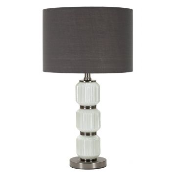Lampa de masa Bright, Mauro Ferretti, 1 x E27, 40W, 32.5x57 cm, sticla/fier/catifea, alb/gri