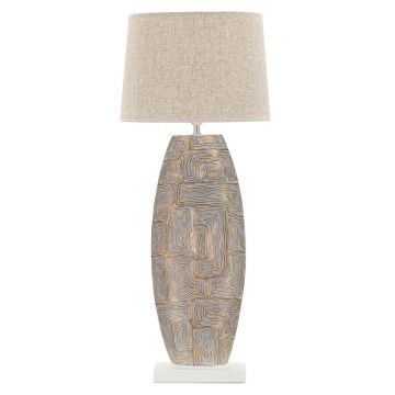 Lampa de masa Eclips, Mauro Ferretti, 1x E27, 40W, 38x90 cm, polirasina/fier/textil, auriu/alb