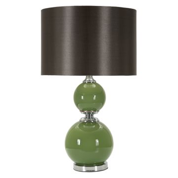 Lampa de masa Eva, Mauro Ferretti, 1 x E27, 40W, 38x65 cm, sticla/fier/catifea, verde/gri
