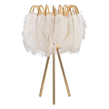 Lampa de masa Feather, Mauro Ferretti, Ø40 x 60 cm, 1 x E27, 40W, fier/plastic, auriu/alb