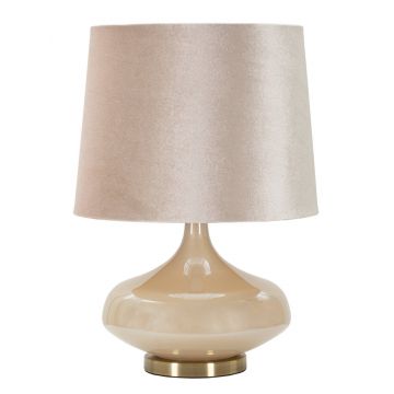 Lampa de masa Perly, Mauro Ferretti, 1 x E27, 40W, 35x50.5 cm, sticla/fier/catifea, perla