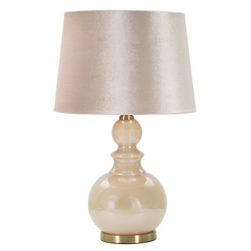 Lampa de masa Perly, Mauro Ferretti, 1 x E27, 40W, 37.5x61 cm, sticla/fier/catifea, perla