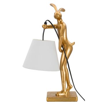 Lampa de masa Rabbit Stand, Mauro Ferretti, 1 x E14, 40W, 26x16x47 cm, polirasina/fier/textil, auriu/alb