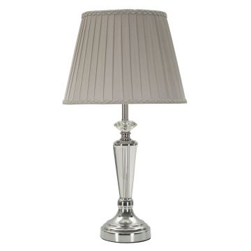 Lampa de masa Silvery, Mauro Ferretti, 1 x E27, 40W, 30x56 cm, metal/sticla/textil, argintiu