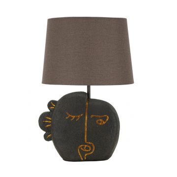 Lampa de masa Tribal -B, Mauro Ferretti, 1x E27, 40W, 27.5x39.5 cm, polirasina/fier/textil, maro/auriu
