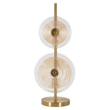 Lampa de masa Venice, Mauro Ferretti, 2 x E14, 40W, 25x63 cm, sticla/fier, auriu/natural/maro