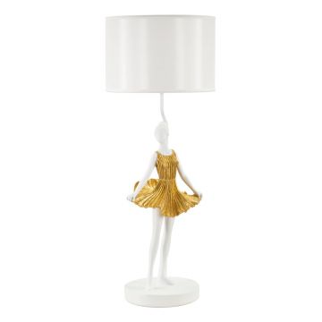 Veioză albă/aurie cu abajur textil (înălțime 90,5 cm) Dancer – Mauro Ferretti