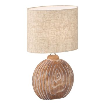 Veioză maro/bej din ceramică cu abajur textil (înălțime 39 cm) Tobse – Fischer & Honsel