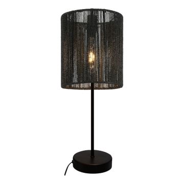 Veioză neagră cu abajur din împletitură de trestie (înălțime 48 cm) Foresto – GTV