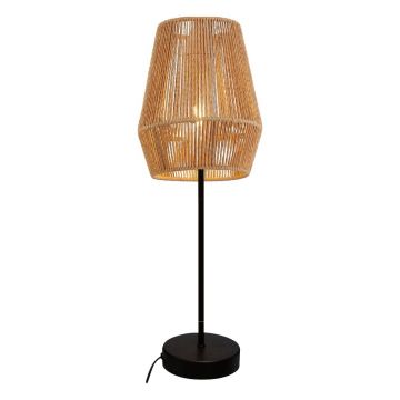 Veioză neagră/în culoare naturală cu abajur din împletitură de trestie (înălțime 55 cm) Eranko – GTV