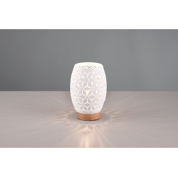 Lampa de masa Bidar, RL, 15x21.5 cm, 28W, 1x E27, metal, alb mat/natur