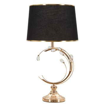 Lampa de masa Bruxelles, Mauro Ferretti, 1 x E27, 40W, 36x65 cm, fier/sticla, negru/auriu