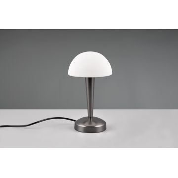 Lampa de masa Canaria, RL, 15x26.5 cm, 40W, 1x E14, metal, argintiu/alb