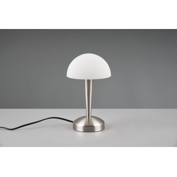 Lampa de masa Canaria, RL, 15x26.5 cm, 40W, 1x E14, metal, argintiu mat/ alb