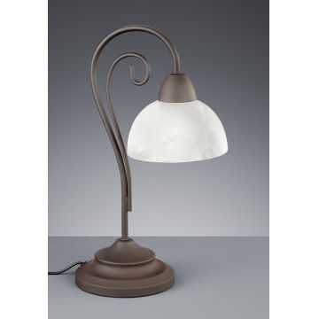 Lampa de masa Country, RL, 15.5x40 cm, 40W, 1x E14, metal, maro rustic/alb