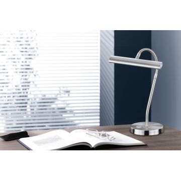 Lampa de masa Curtis, TRIO, 18x35 cm, 4W, 1x SMD LED, metal, argintiu