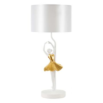 Lampa de masa Dancer, Mauro Ferretti, 1 x E27, 40W, 28x64 cm, polirasina/fier, auriu/alb