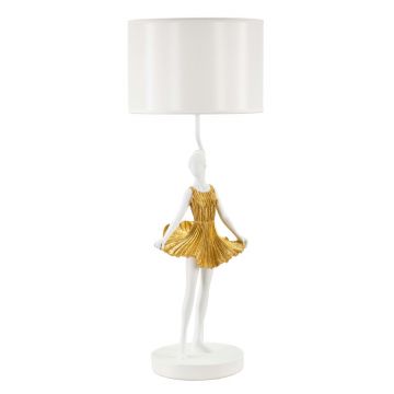 Lampa de masa Dancer, Mauro Ferretti, 1 x E27, 40W, 30x90.5 cm, polirasina/fier, auriu/alb