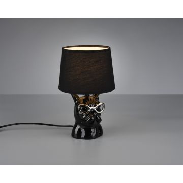Lampa de masa Dosy, RL, 18x29 cm, 40W, 1x E14, ceramica/textil, negru
