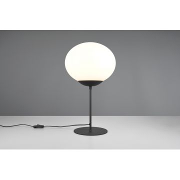 Lampa de masa Fomento, TRIO, 30x52 cm, 15W, 1x E27, metal, negru mat/alb