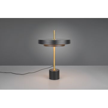 Lampa de masa Keaton, TRIO, 30x45.5 cm, 12W, 1x SMD, metal, negru/auriu