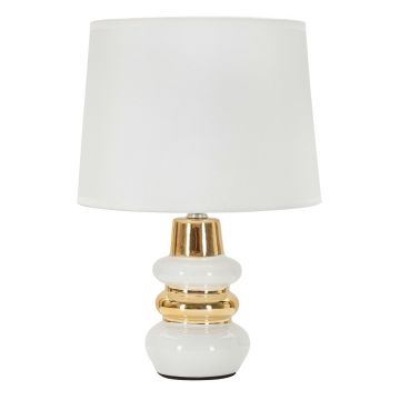 Lampa de masa Liara, Mauro Ferretti, 1 x E14, 40W, 23x32 cm, ceramica/fier, alb/auriu