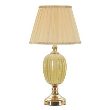 Lampa de masa Lot, Mauro Ferretti, 1 x E27, 40W, 30x55 cm, fier/ceramica, auriu/crem