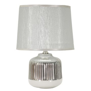 Lampa de masa Lucina, Mauro Ferretti, 1 x E14, 40W, 20x29 cm, ceramica/fier, alb/argintiu