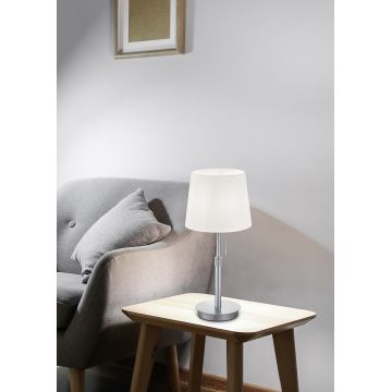 Lampa de masa Lyon, TRIO, 25.5x56 cm, 60W, 1x E27, metal, nichel mat/alb