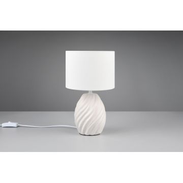 Lampa de masa Melva, RL, 18x31 cm, 40W, 1x E14, ceramica/textil, alb mat