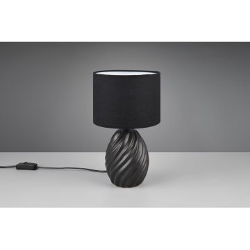 Lampa de masa Melva, RL, 18x31 cm, 40W, 1x E14, ceramica/textil, negru mat