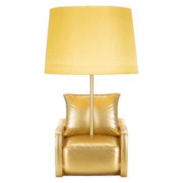 Lampa de masa Midcentury, Mauro Ferretti, 1 x E27, 40W, 26x46 cm, polirasina/fier, auriu