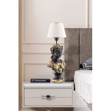 Lampa de masa, Opviq, 390FLH2245, Alb / Negru / Auriu