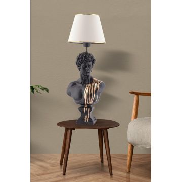 Lampa de masa, Opviq, 390FLH2247, Alb / Negru / Auriu