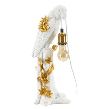Lampa de masa Parrot, Mauro Ferretti, 1 x E27, 40W, 20x20x50.5 cm, fier/poliester, auriu/alb