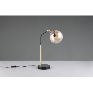 Lampa de masa Paxton, TRIO, 28x15x45 cm, 10W, 1x E14, metal, negru/auriu