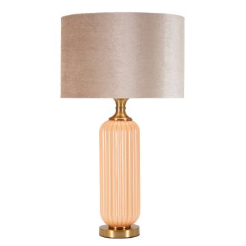 Lampa de masa Perly -C, Mauro Ferretti,  1 x E27, 40W, 35.5x64 cm, sticla/fier/textil, perla/auriu