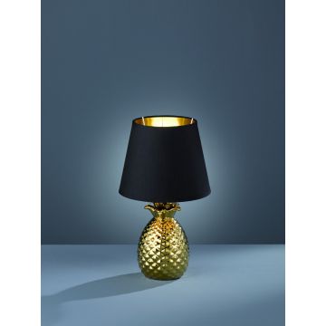 Lampa de masa Pineapple, RL, 20x35 cm, 40W, 1x E14, ceramica/textil, auriu/negru