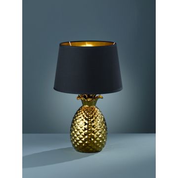 Lampa de masa Pineapple, RL, 28x43 cm, 60W, 1x E27, ceramica/textil, auriu/negru